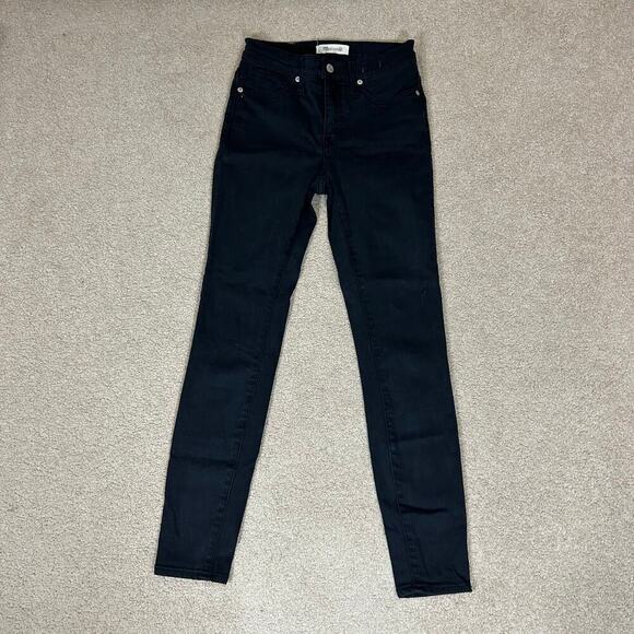 Madewell 9" High-Rise Skinny Jeans in Lunar Black Mid Rise Cotton Modal Size 25 - Picture 2 of 9